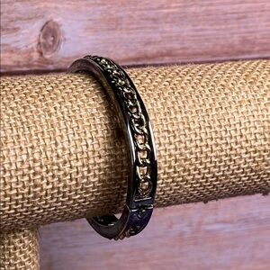 Vintage Monet Silver Bracelet with center Gold Chain Knots